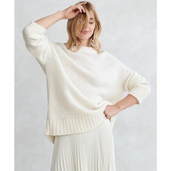 Jenni Kayne Alpaca cocoon crewneck ivory sweater small - Picture 1 of 4